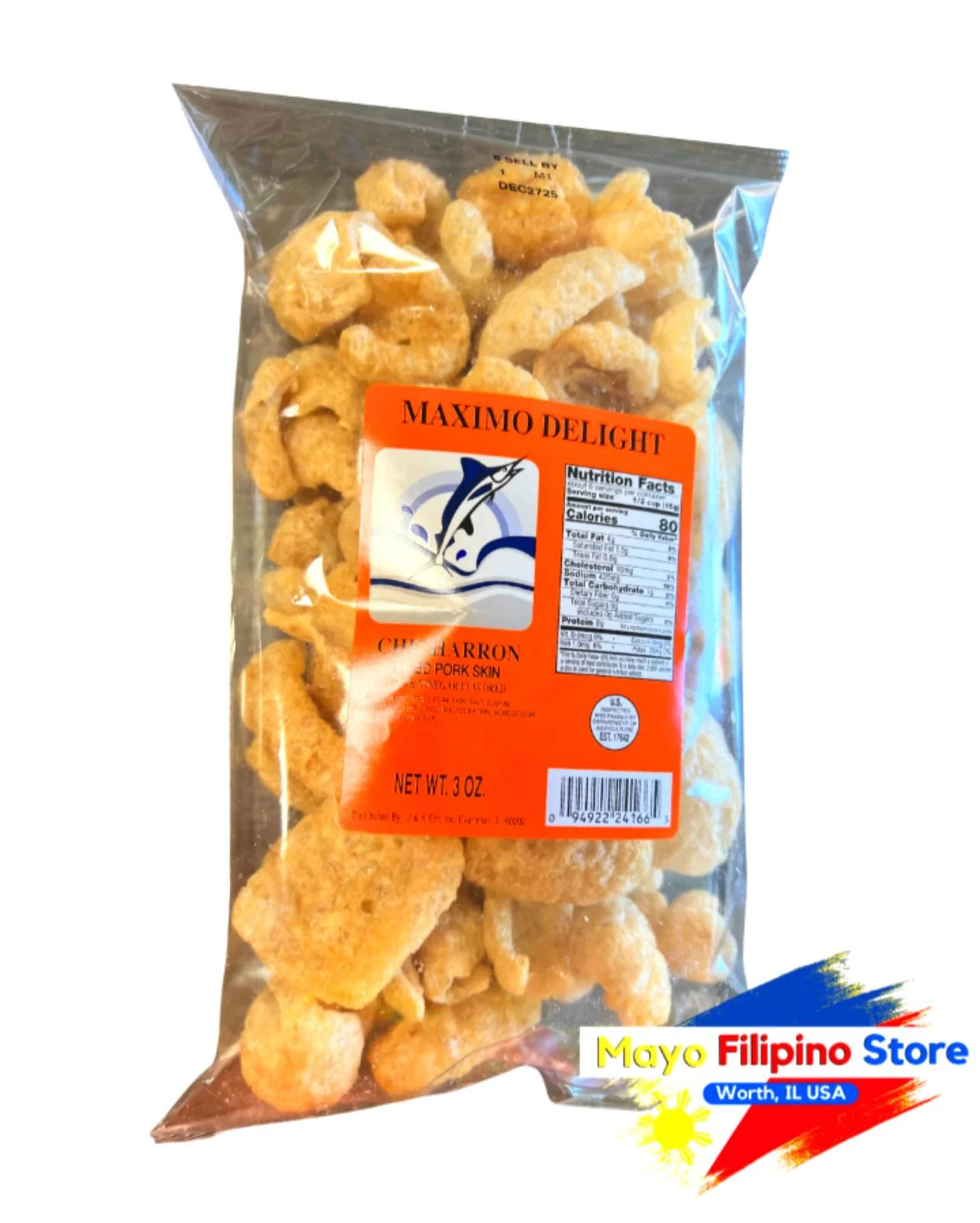 Maximo Delight Chicharrone Pork Skins 3oz 3oz 28g Orange