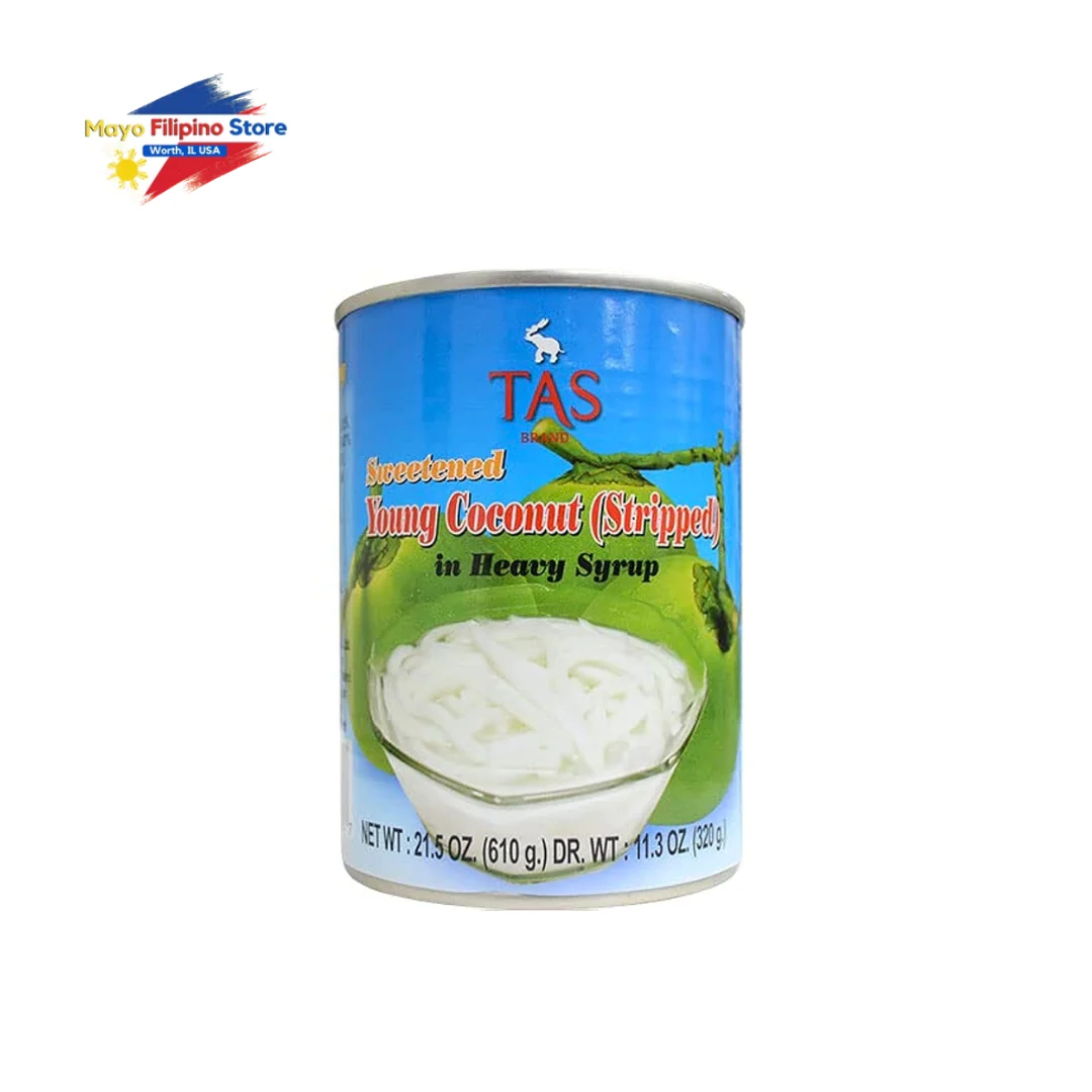 TAS Sweetened Heavy Syrup Young Coconut Stripped 21.5oz
