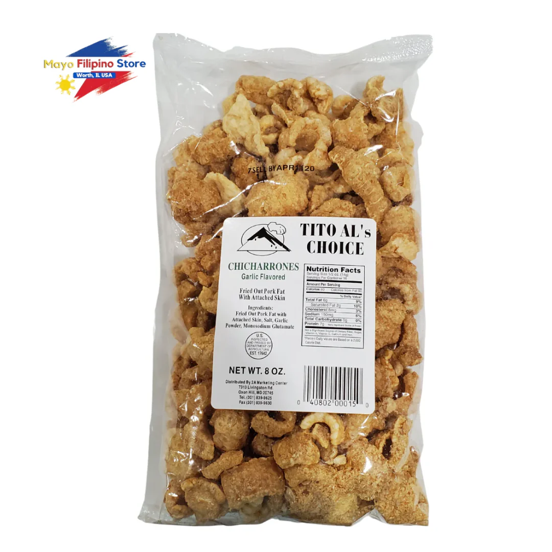 Tito Als Pork Chicharron Garlic 8oz 227g White